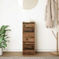 Dressoir 29,5x34x76 cm bewerkt hout oud houtkleurig - thumbnail