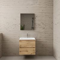 ACTIE BWS Badmeubel | Paris | Dakota Oak 60 cm | Hoogglans Wit Wastafel | 1 Kraangat - thumbnail