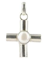Zilveren Hanger Parel Kruis - 43 mm - 925 Sterling - thumbnail