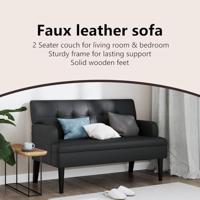 Bankje met rugleuning 112x65,5x75 cm kunstleer zwart - thumbnail