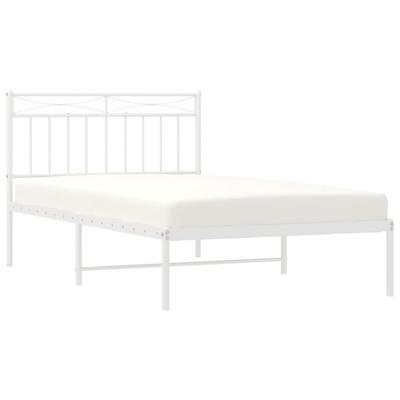 Bedframe met hoofdbord metaal wit 107x203 cm Bedframe met hoofdbord metaal wit 107x203 cm