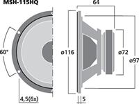 Monacor MSH-115HQ 4 inch 11.6 cm Midrange 50 W 8 Ω - thumbnail
