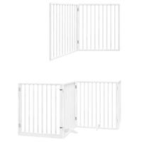 Hondenhek inklapbaar met deur 10 panelen 800cm populierhout wit - thumbnail