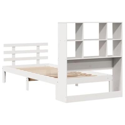 Bed met boekenkast zonder matras grenenhout wit 90x190 cm