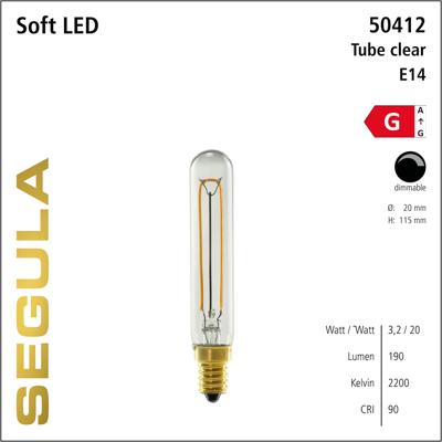 LED lamp T20 3,2W 190 lumen 2200K E27 filament Segula dimbaar Helder 55412