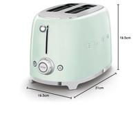 SMEG - Broodrooster - TSF01PGEU Broodrooster 2x2 Groen - thumbnail