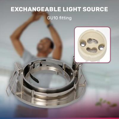 Set van 6 Lublin smart inbouwspots - Wifi + Bluetooth - RGBWW - GU10 - Kantelbaar - Google Home, Amazon Alexa en Siri - IP20 voor binnen - RVS - Plafondspots