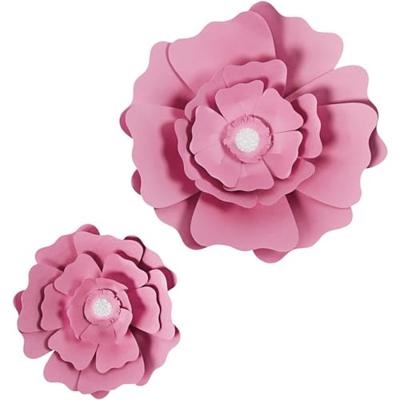 Papier Bloemen, roos, D: 15+25 cm, 230 g, 2 stks