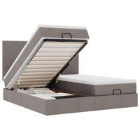 Ottoman bed met matrassen en LED's 180x200cm stof taupe - thumbnail