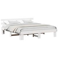 Bedframe met hoofdeinde Wit 180 x 200 cm Massief grenenhout - thumbnail