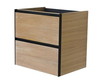 Wastafelonderkast met 2 Laden Wiesbaden Lotus 60x45.2 cm Naturel Eik / Mat Zwart Wastafelonderkast met 2 Laden Wiesbaden Lotus 60x45.2 cm Naturel Eik / Mat Zwart