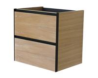 Wastafelonderkast met 2 Laden Wiesbaden Lotus 60x45.2 cm Naturel Eik / Mat Zwart - thumbnail