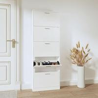 VidaXL Schoenenkast 59x17x169 cm bewerkt hout hoogglans wit - thumbnail