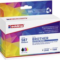 Edding Inktcartridge vervangt Brother LC-3219XLBKCMY Compatibel Combipack Zwart, Cyaan, Magenta, Geel EDD-587 18-587-01 - thumbnail