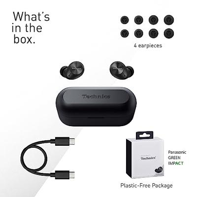Technics EAH-AZ40M2EK Draadloze hoofdtelefoon met ruisonderdrukking, multipoint Bluetooth, comfortabele in-ear hoofdtelefoon, geïntegreerde microfoon, tot 5,5 uur batterijduur, zwart