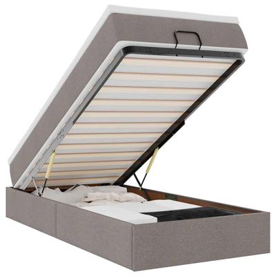 Ottoman bed met matras 90x190cm stof taupe - thumbnail