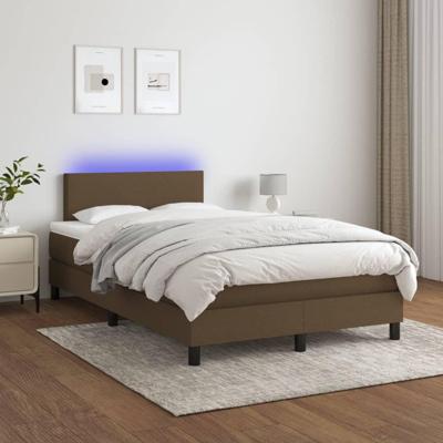 Boxspring met matras en LED stof donkerbruin 120x200 cm