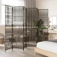 Kamerscherm 6 panelen poly rattan bruin - thumbnail