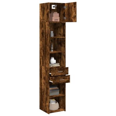 Opbergkast smal 40x42,5x225 cm bewerkt hout gerookt eikenkleur - thumbnail