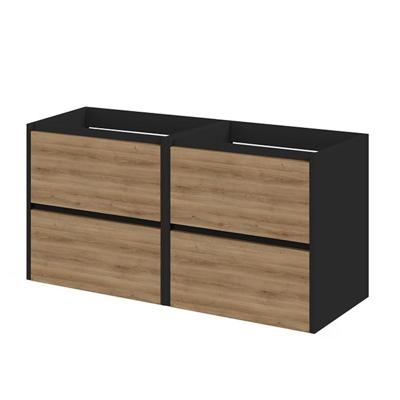 Wastafelonderkast Tiger Reverse Met 4 Lades 120 cm Chalet Eik - Mat Zwart