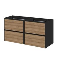 Wastafelonderkast Tiger Reverse Met 4 Lades 120 cm Chalet Eik - Mat Zwart - thumbnail