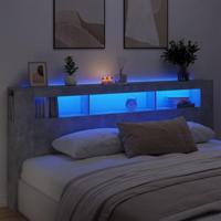 Hoofdeinde met LED 220x18,5x103,5 cm bewerkt hout betongrijs - thumbnail