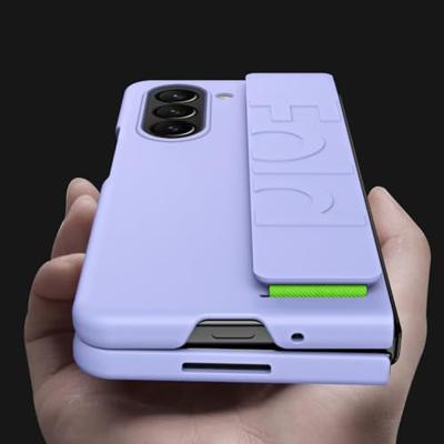 Lunso - Samsung Galaxy Z Fold5 hoes met polsband - wrist strap - Lichtroze