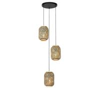 QAZQA Oosterse hanglamp bamboe met zwart 3-lichts - Yvonne - thumbnail