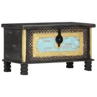 Opbergkist 80x40x45 cm massief mangohout zwart - thumbnail