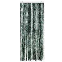 VidaXL Vliegengordijn 56x200 cm chenille groen en wit - thumbnail