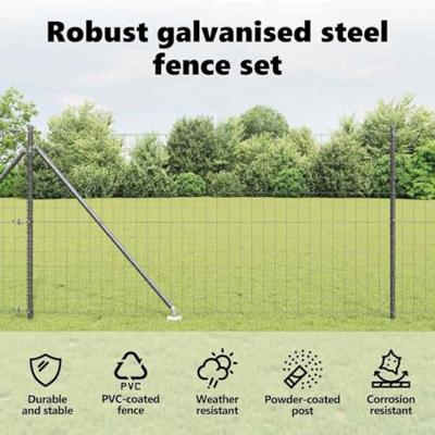 VidaXL Hek met paal grijs 1 x 10 m staal en pvc