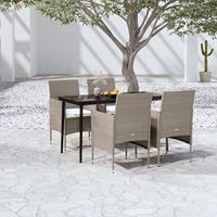 5-delige Tuinset met kussens beige en zwart - thumbnail