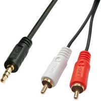 LINDY 35685 Cinch / Jackplug Audio Aansluitkabel [2x Cinch-stekker - 1x Jackplug male 3,5 mm] 10.00 m Zwart - thumbnail