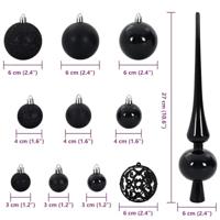 Kerstbal Set met 150 LED 61 pcs Zwart Kunststof - thumbnail