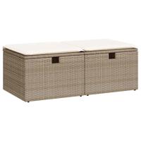 2-delige Loungeset met kussens poly rattan acacia beige - thumbnail