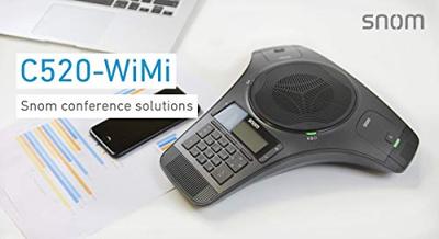 Snom C520 conferentietelefoon (DECT, Bluetooth, draadloze microfoon, uitbreidbaar, voor grote conferenties met maximaal 4 aparte kamers), Zwart, 00004356