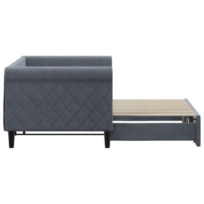 Slaapbank met onderschuifbed 80x200 cm fluweel donkergrijs