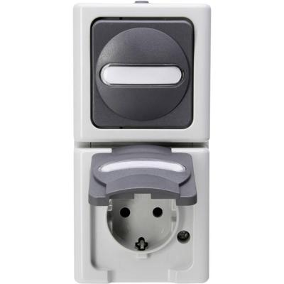 Kopp 130856009 BlueElectric Compleet Schakel-/stopcontact combinatie spatwaterdicht Grijs 1 stuks 1 stuk(s)