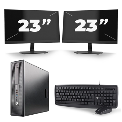 HP EliteDesk 800 G1 SFF - Intel Core i7-4e Generatie - 16GB RAM - 256GB SSD - Windows 10 + 2x 23 inch Monitor