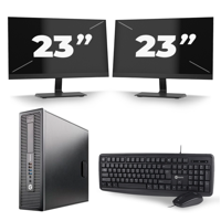 HP EliteDesk 800 G1 SFF - Intel Core i7-4e Generatie - 16GB RAM - 256GB SSD - Windows 10 + 2x 23 inch Monitor - thumbnail
