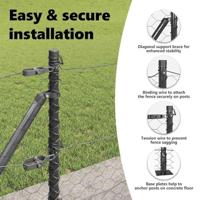 VidaXL Afrasteringspaal grijs 25 x 0,6 m (50 mm gaas) staal en pvc - thumbnail