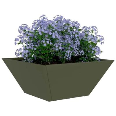 VidaXL Tuin bloempot olijf groen 35 x 35 x 15 cm koudgewalst staal
