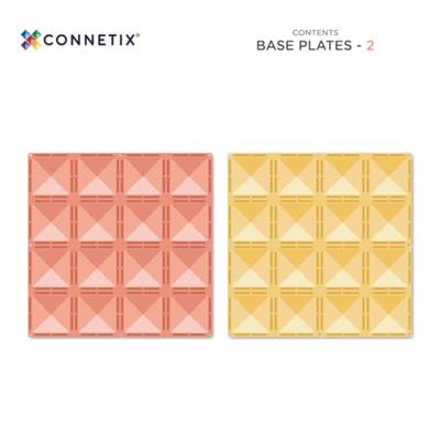 Connetix Base Plate Pastel Geel/Rood 2 stuks
