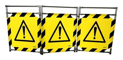 VISO TRAVO128DAN Driedelig inoxbarrière/GEVAAR GEEL/SCH (b x h) 3000 mm x 1280 mm