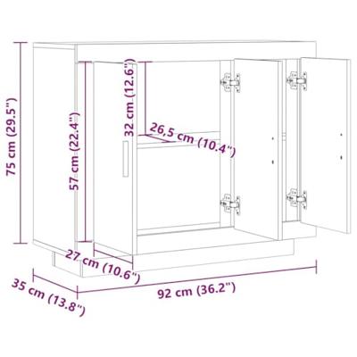 Dressoir 92x35x75 cm bewerkt hout artisanaal eikenkleur
