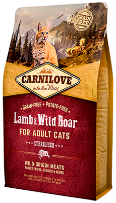 Carnilove lamb/wild boar sterilised kattenvoer 2 KG