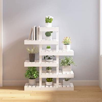 VidaXL Plantenstandaard 85x25x109,5 cm massief grenenhout wit VidaXL Plantenstandaard 85x25x109,5 cm massief grenenhout wit