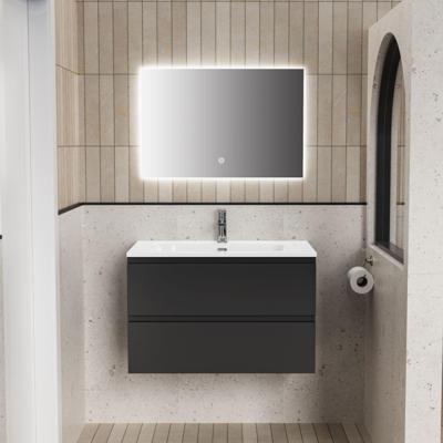 Badkamermeubelset BWS Liva Onderkast Wastafel en LED Spiegel 80 cm Mat Zwart Badkamermeubelset BWS Liva Onderkast Wastafel en LED Spiegel 80 cm Mat Zwart