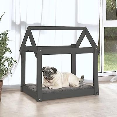 VidaXL Hondenmand 71x55x70 cm massief grenenhout grijs