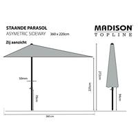 Grote Zweefparasol Asymetrique Windbestendig 360x220 cm Grijs van Madison - thumbnail